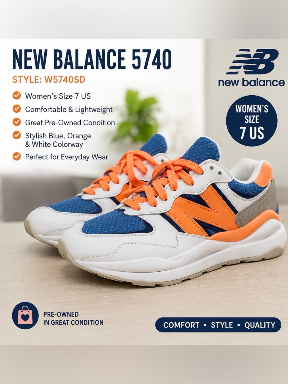 New Balance Women’s , Blue & Orange Retro Sneakers